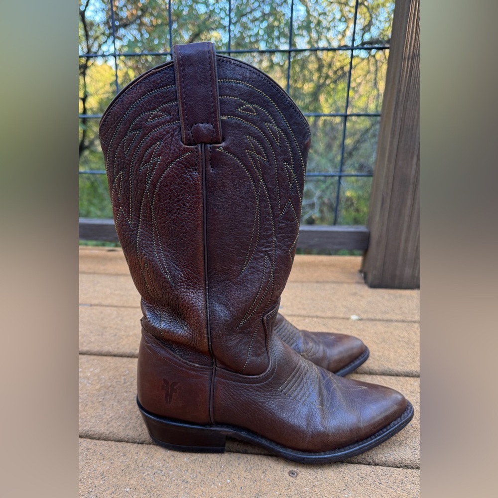 Frye Billy Pull On Cognac Leather Cowboy Boots